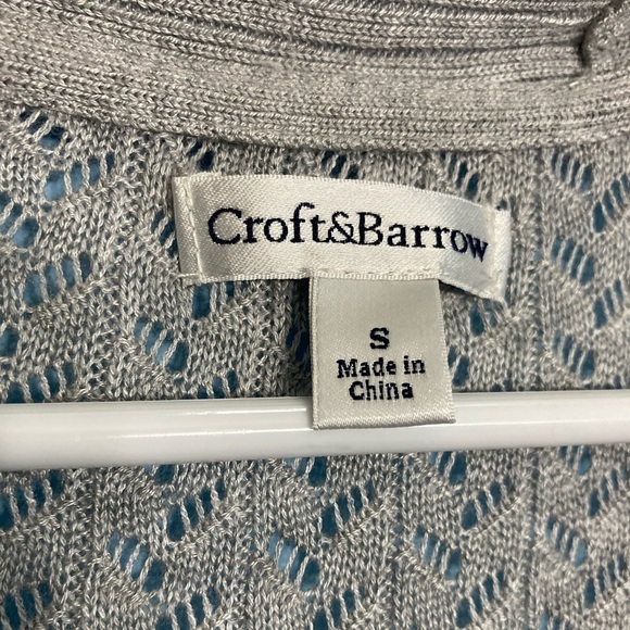 Croft & Barrow Lace Cardigan - Gray - Small - Picture 3 of 5